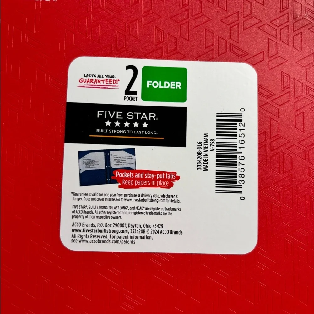 Five‎ Star College Ruled 1 Subject Notebooks Set of 2 & 1 Five Star Folder New